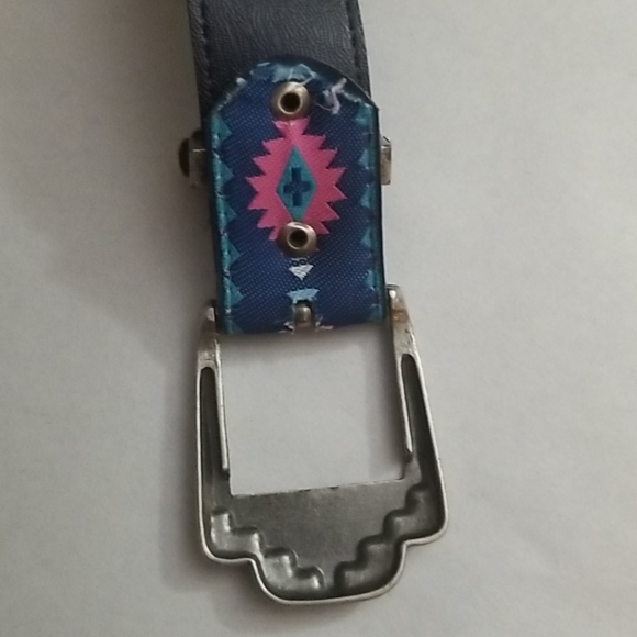 Southwestern Print Boho Blue & Pink Waist Belt - Picture 5 of 7